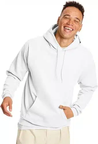 Hanes Men's Pullover EcoSmart Hooded Sweatshirt, white, Large
