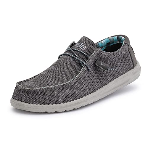 Hey Dude Men's Wally Sox Charcoal  Mens Shoes  Men's Lace Up Loafers  Comfortable & Light Weight