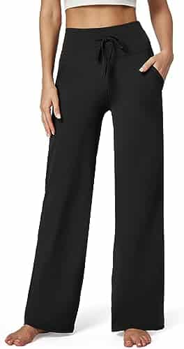 IUGA Wide Leg Yoga Pants for Women Sweatpants with Pockets Yoga Pants Flare Lounge Pants Loose High Waist Comfy Workout Dance