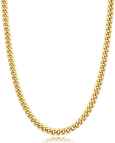 Momlovu Gold Chain for Men and Women Boys, K Gold Plated Men and Women's Necklaces Chain Cuban Link Chain for Men and Women mmmm inch
