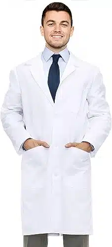 NY Threads Professional Lab Coat for Men, Full Sleeve Poly Cotton Long Medical Coat