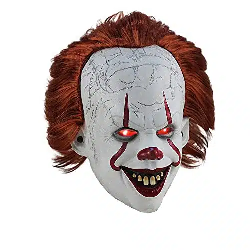 WPOZD IT mask Creepy Clown Mask, Halloween Costumes Accessory,Scary Mask Cosplay Decorations,IT Mask Party Decoration Prop.With lights.