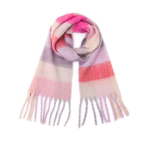Yatemiole Women's Cashmere Big Coloured Checked Scarf Winter Warm Wrap Scarf (Pattern   )
