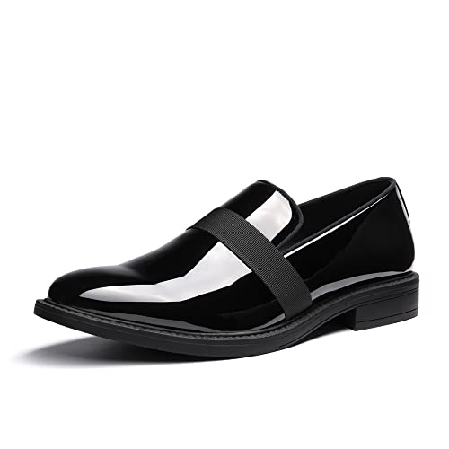Bruno Marc Mens Dress Tuxedo Shoes Slip on Classic Wedding Loafers, Bright Black   (SBOX)