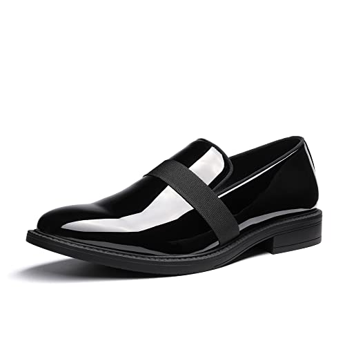 Bruno Marc Mens Dress Tuxedo Shoes Slip on Classic Wedding Loafers, Bright Black (SBOX)
