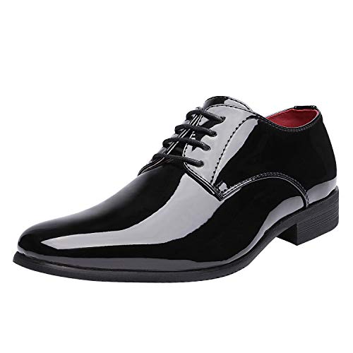 Bruno Marc Men's Faux Patent Leather Tuxedo Dress Shoes Classic Lace up Formal Oxford Black US CEREMONY